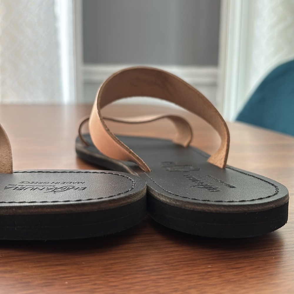 EMMANUELA ROSE GOLD LEATHER SLIDE SANDALS - Picture 6 of 12